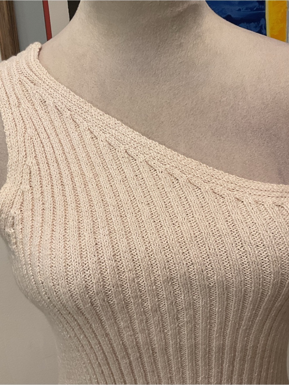 One Grey Day (Revolve) One-Shoulder Ribbed Knit Top - Cream - Picture 2 of 10